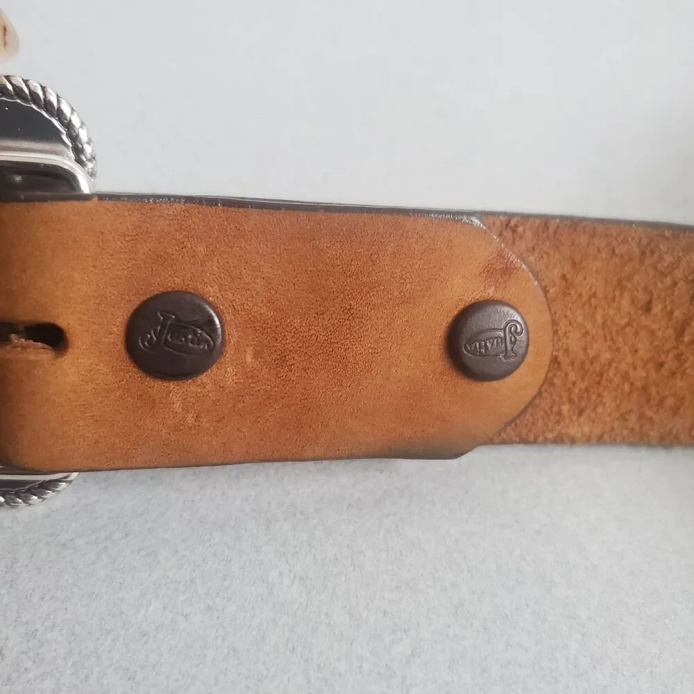 Nocona American Flag Belt Buckle and Justin Belt Size 24 Youth Western USA